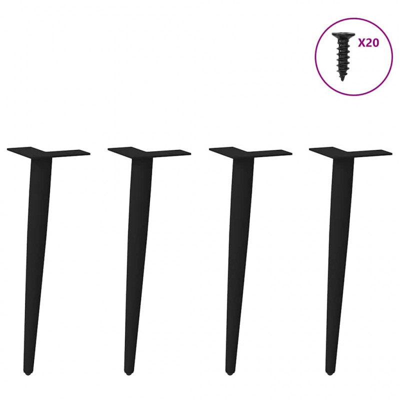 Nogi do stolika kawowego w kształcie stożka 4 szt. Czarne 30-31 cm Stalowe