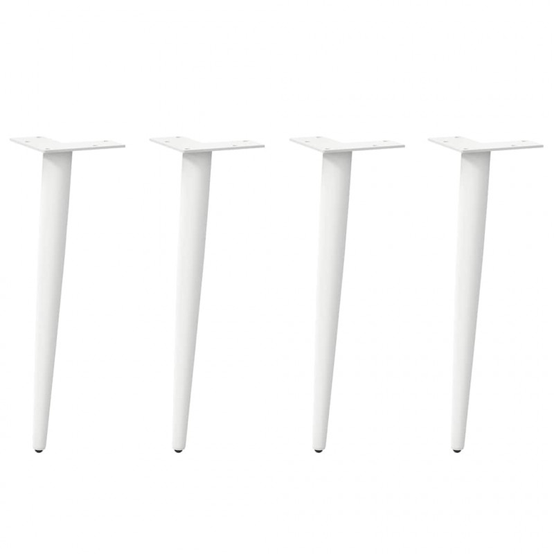 Nogi do stolika kawowego w kształcie stożka 4 szt. Białe 30-31 cm Stal