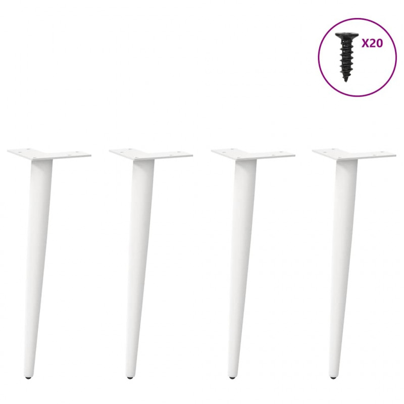 Nogi do stolika kawowego w kształcie stożka 4 szt. Białe 30-31 cm Stal