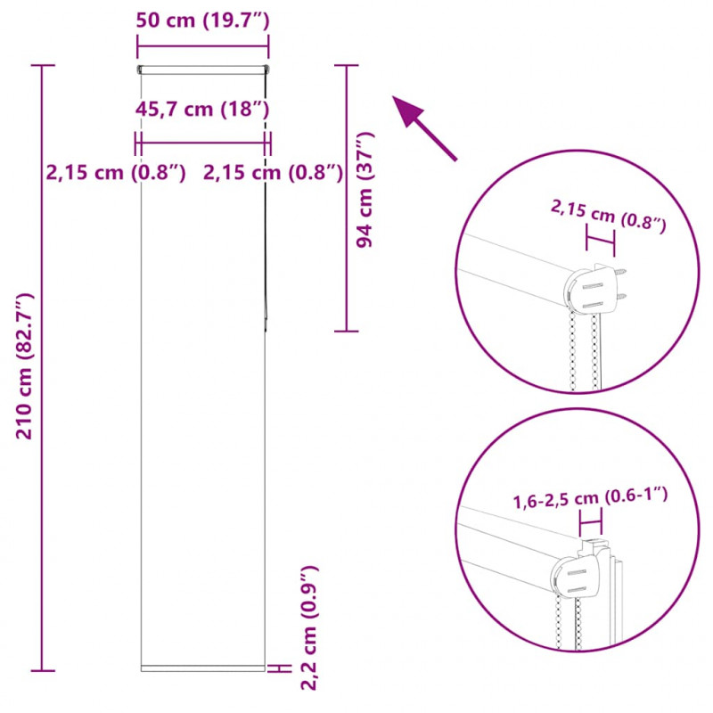 Roleta zaciemniająca Żółta 50x210 cm Szerokość tkaniny 45,7 cm