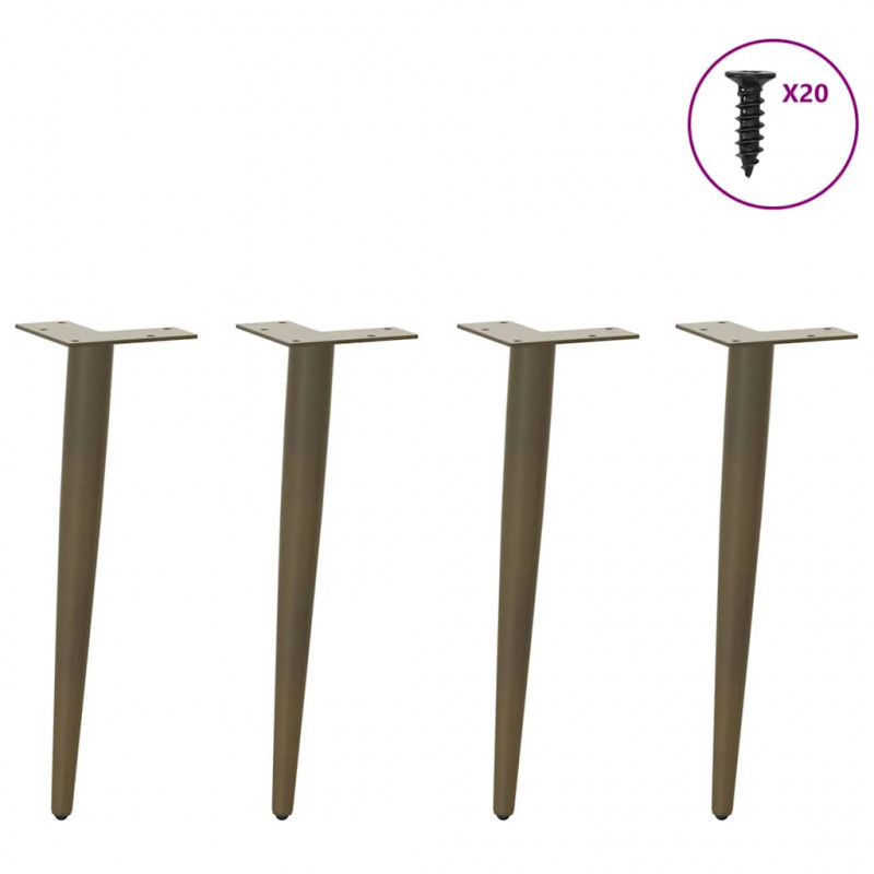Nogi do stolika kawowego w kształcie stożka 4 szt. Naturalna stal 42-43 cm Stal