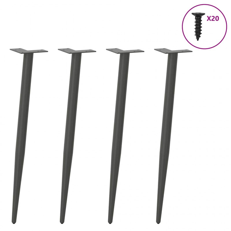 Nogi do stołu konsolowego w kształcie stożka 4 szt. Antracyt 72-73 cm Stal