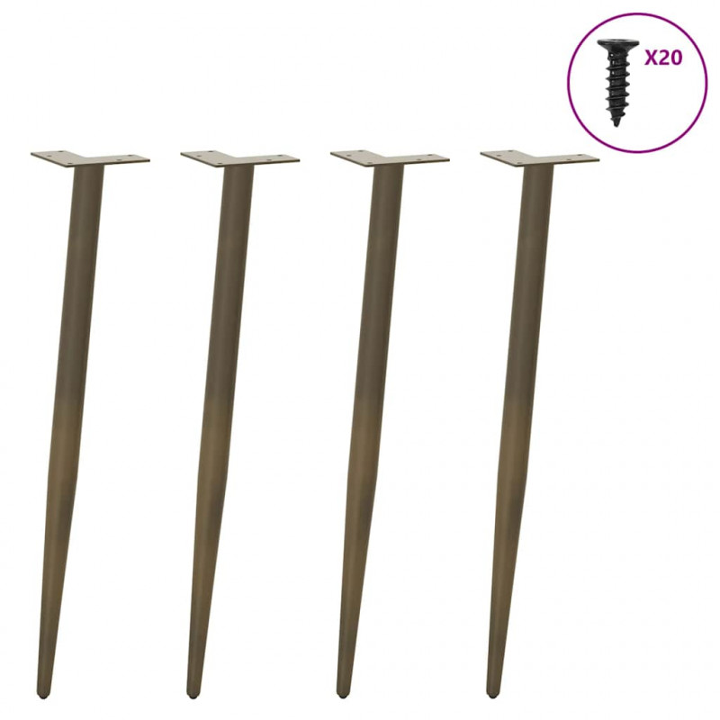Nogi do stołu konsolowego w kształcie stożka 4 szt. Naturalna stal 72-73 cm Stal