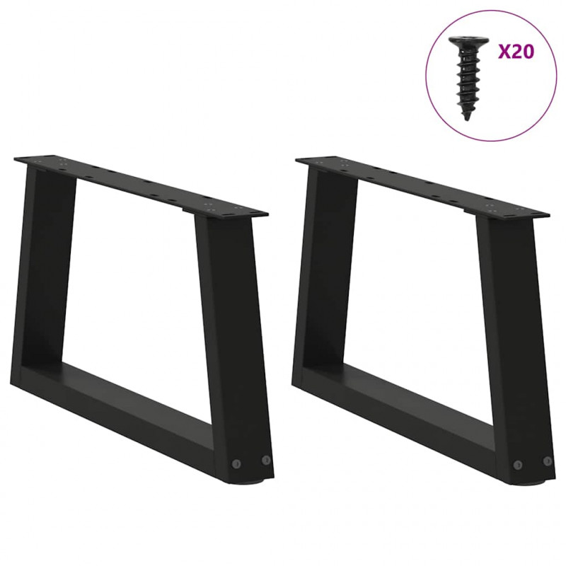 Nogi do stolika kawowego w kształcie litery V 2 szt. Czarne 50x(30-31,3) cm Stal