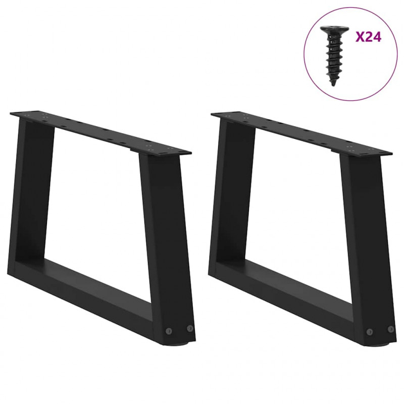 Nogi do stolika kawowego w kształcie litery V 2 szt. Czarne 60x(30-31,3) cm Stal