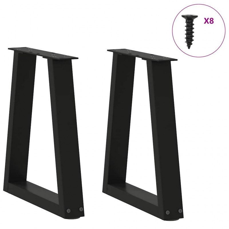 Nogi do stolika kawowego w kształcie litery V 2 szt. Czarne 28x(42-43,3) cm Stal