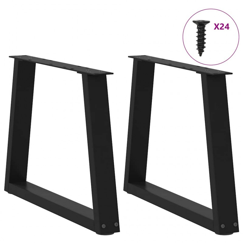 Nogi do stolika kawowego w kształcie litery V 2 szt. Czarne 60x(42-43,3) cm Stal