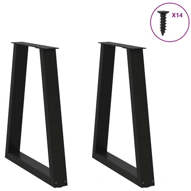Nogi do stołu jadalnego w kształcie litery V 2 szt. Czarne 50x(72-73,3) cm Stal