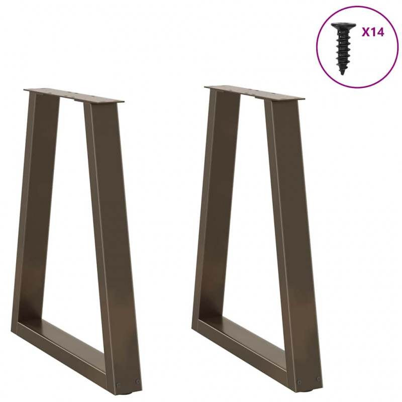 Nogi do stołu jadalnego w kształcie litery V 2 szt. Naturalna stal 50x(72-73,3) cm Stal