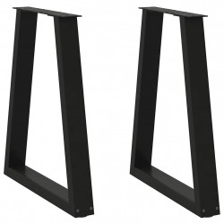 Nogi do stołu jadalnego w kształcie litery V 2 szt. Czarne 60x(72-73,3) cm Stal