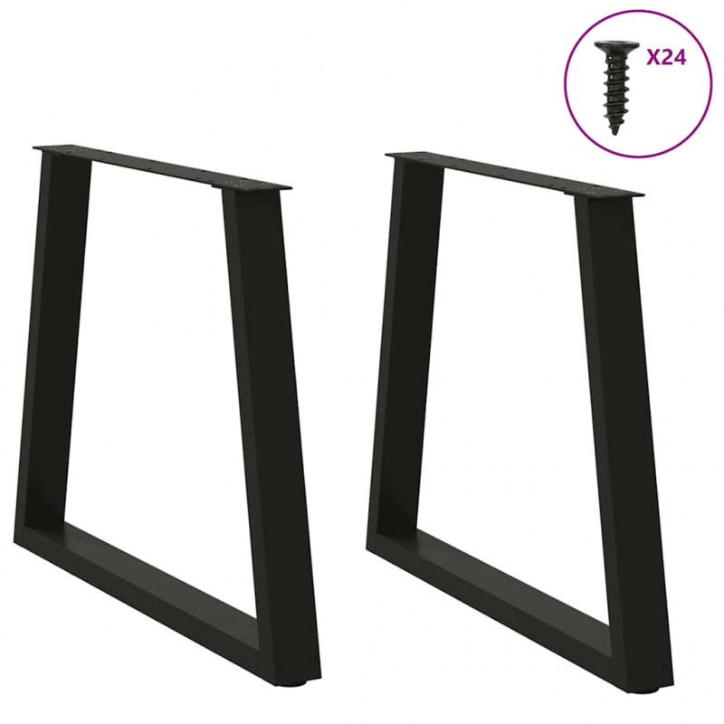 Nogi do stołu jadalnego w kształcie litery V 2 szt. Czarne 70x(72-73,3) cm Stal