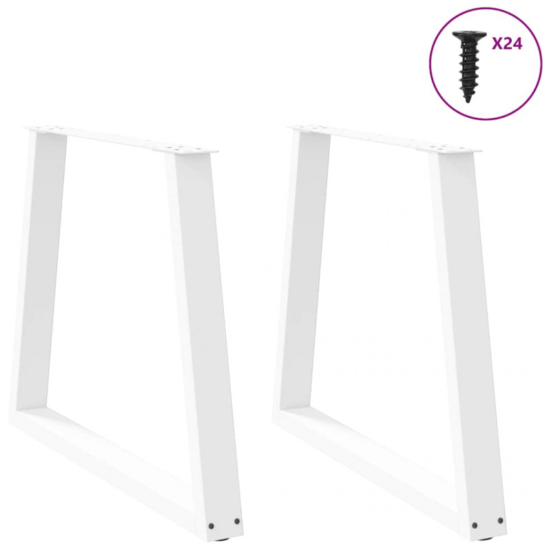 Nogi do stołu jadalnego w kształcie litery V 2 szt. Białe 70x(72-73,3) cm Stal