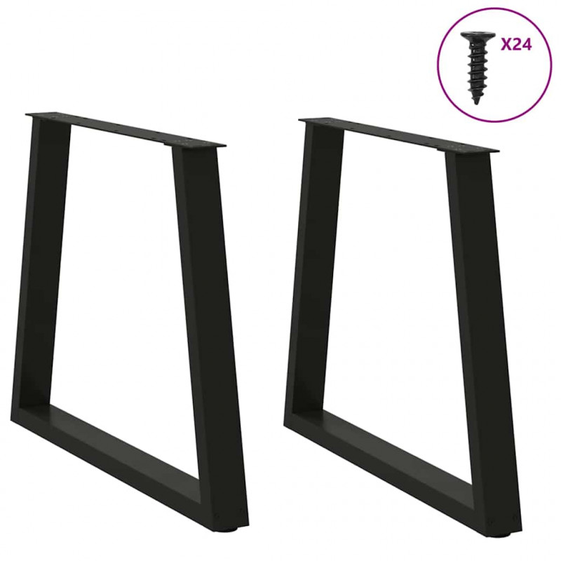 Nogi do stołu jadalnego w kształcie litery V 2 szt. Czarne 80x(72-73,3) cm Stal