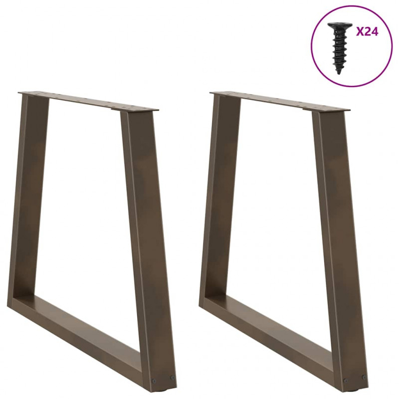 Nogi do stołu jadalnego w kształcie litery V 2 szt. Naturalna stal 80x(72-73,3) cm Stal