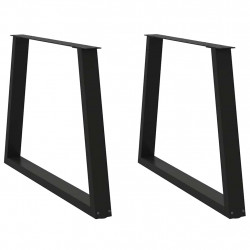 Nogi do stołu jadalnego w kształcie litery V 2 szt. Czarne 90x(72-73,3) cm Stal