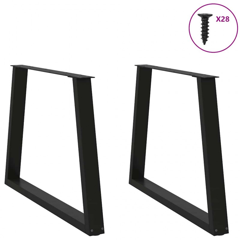 Nogi do stołu jadalnego w kształcie litery V 2 szt. Czarne 90x(72-73,3) cm Stal