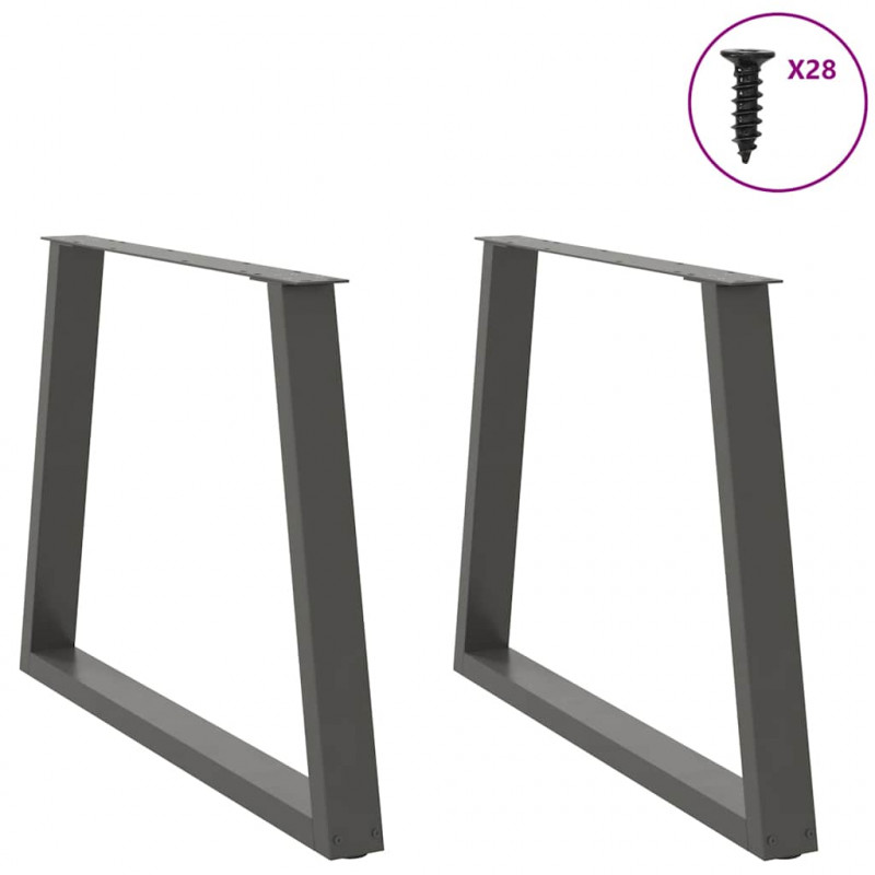 Nogi do stołu jadalnego w kształcie litery V 2 szt. Antracyt 90x(72-73,3) cm Stal