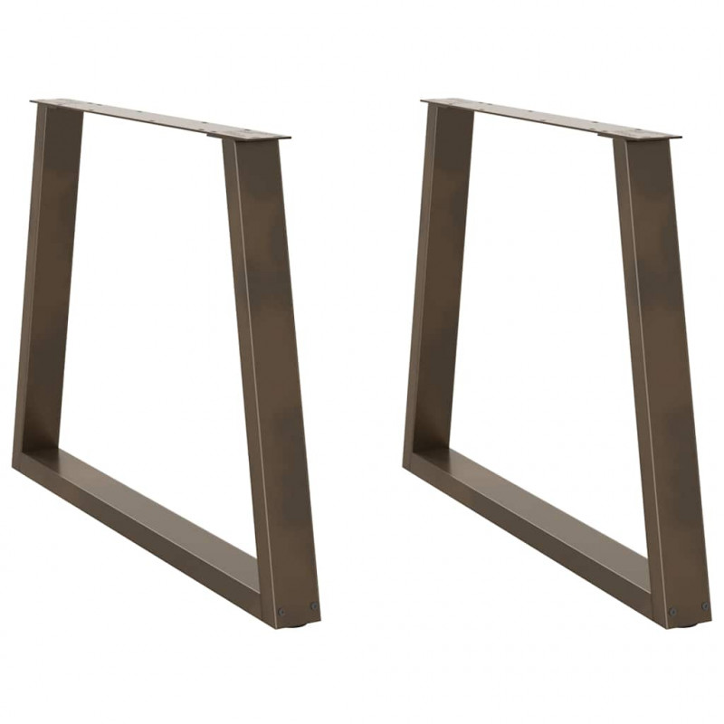 Nogi do stołu jadalnego w kształcie litery V 2 szt. Naturalna stal 90x(72-73,3) cm Stal