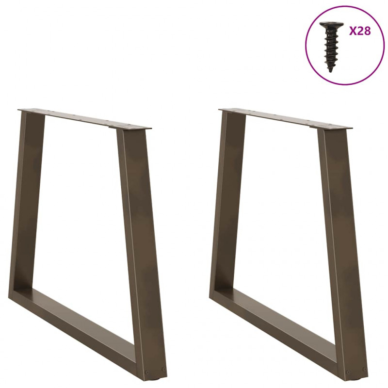 Nogi do stołu jadalnego w kształcie litery V 2 szt. Naturalna stal 90x(72-73,3) cm Stal