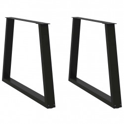 Nogi do stołu jadalnego w kształcie litery V 2 szt. Czarne 100x(72-73,3) cm Stal