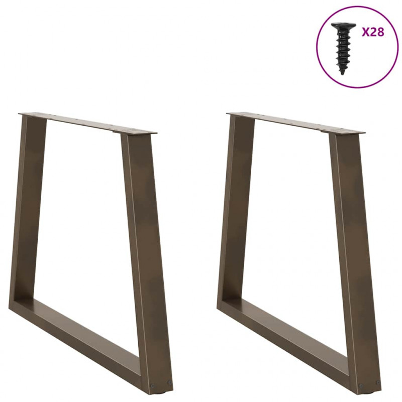 Nogi do stołu jadalnego w kształcie litery V 2 szt. Naturalna stal 100x(72-73,3) cm Stal