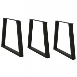 Nogi do stołu jadalnego w kształcie litery V 3 szt. Czarne 70x(72-73,3) cm Stalowe
