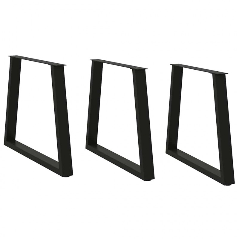 Nogi do stołu jadalnego w kształcie litery V 3 szt. Czarne 70x(72-73,3) cm Stalowe
