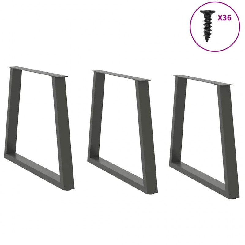 Nogi do stołu jadalnego w kształcie litery V 3 szt. Antracyt 70x(72-73,3) cm Stal