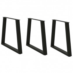 Nogi do stołu jadalnego w kształcie litery V 3 szt. Czarne 80x(72-73,3) cm Stalowe
