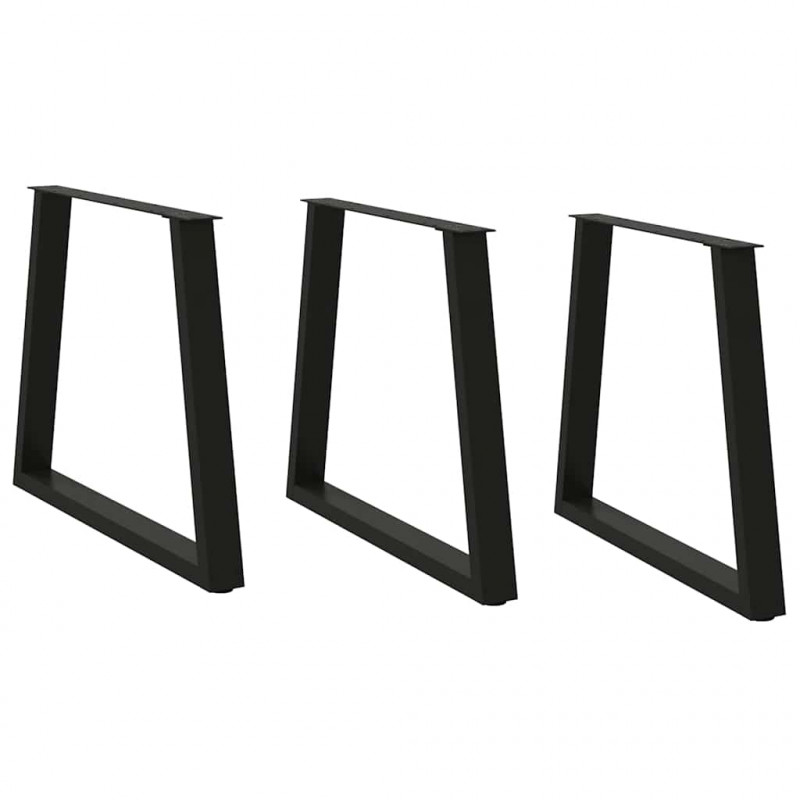 Nogi do stołu jadalnego w kształcie litery V 3 szt. Czarne 80x(72-73,3) cm Stalowe