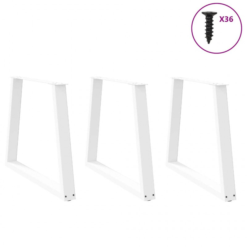Nogi do stołu jadalnego w kształcie litery V 3 szt. Białe 80x(72-73,3) cm Stal