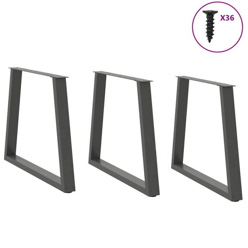 Nogi do stołu jadalnego w kształcie litery V 3 szt. Antracyt 80x(72-73,3) cm Stal