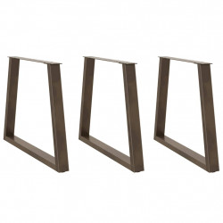 Nogi do stołu jadalnego w kształcie litery V 3 szt. Naturalna stal 80x(72-73,3) cm Stal