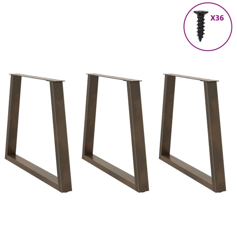 Nogi do stołu jadalnego w kształcie litery V 3 szt. Naturalna stal 80x(72-73,3) cm Stal