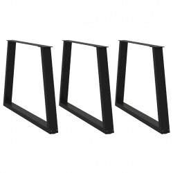 Nogi do stołu jadalnego w kształcie litery V 3 szt. Czarne 90x(72-73,3) cm Stal
