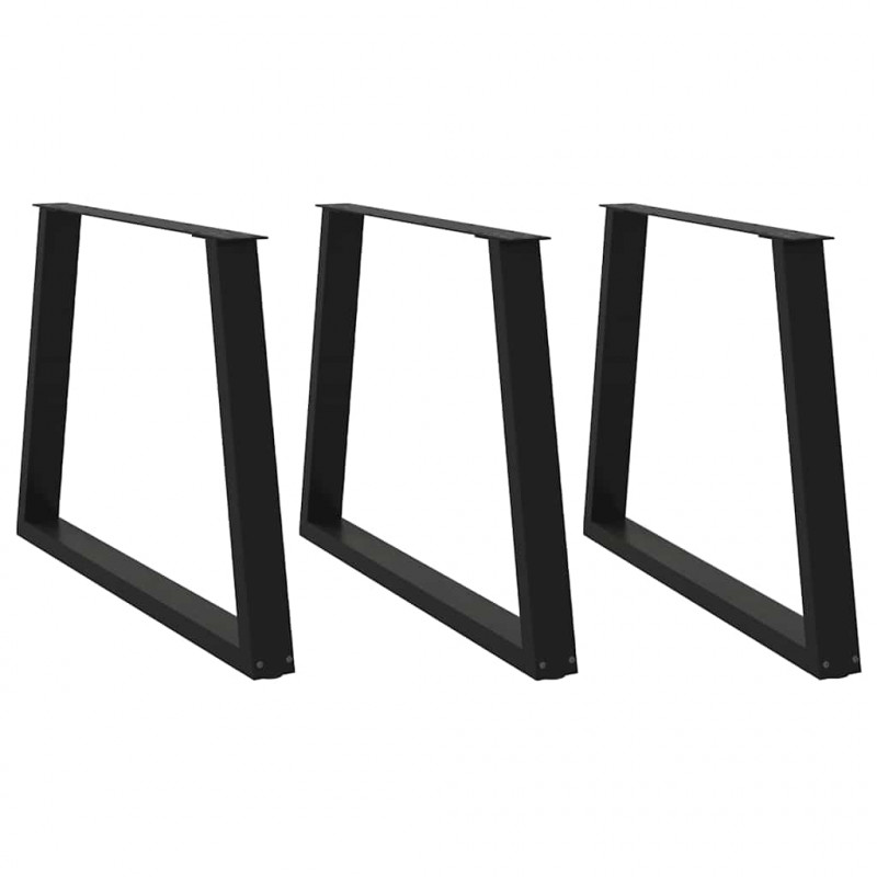 Nogi do stołu jadalnego w kształcie litery V 3 szt. Czarne 90x(72-73,3) cm Stal