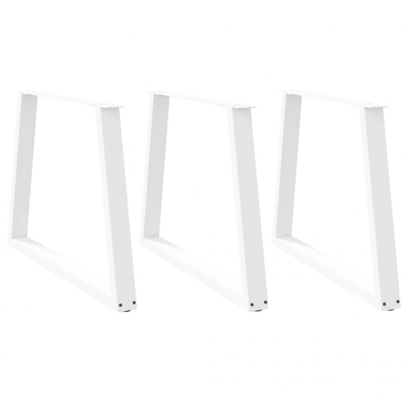 Nogi do stołu jadalnego w kształcie litery V 3 szt. Białe 90x(72-73,3) cm Stal