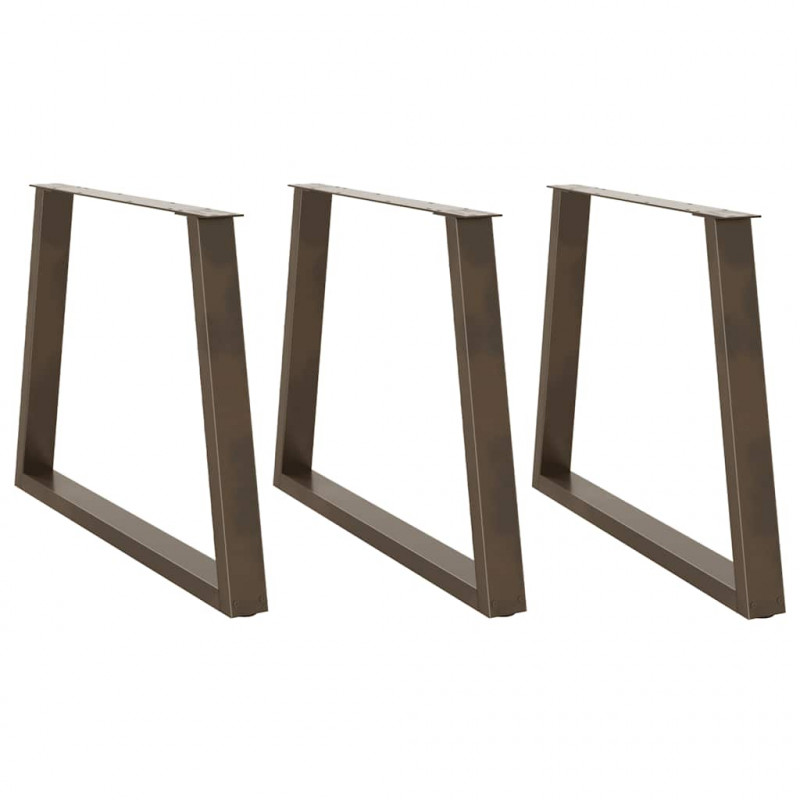 Nogi do stołu jadalnego w kształcie litery V 3 szt. Naturalna stal 90x(72-73,3) cm Stal