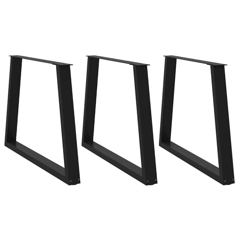 Nogi do stołu jadalnego w kształcie litery V 3 szt. Czarne 100x(72-73,3) cm Stal