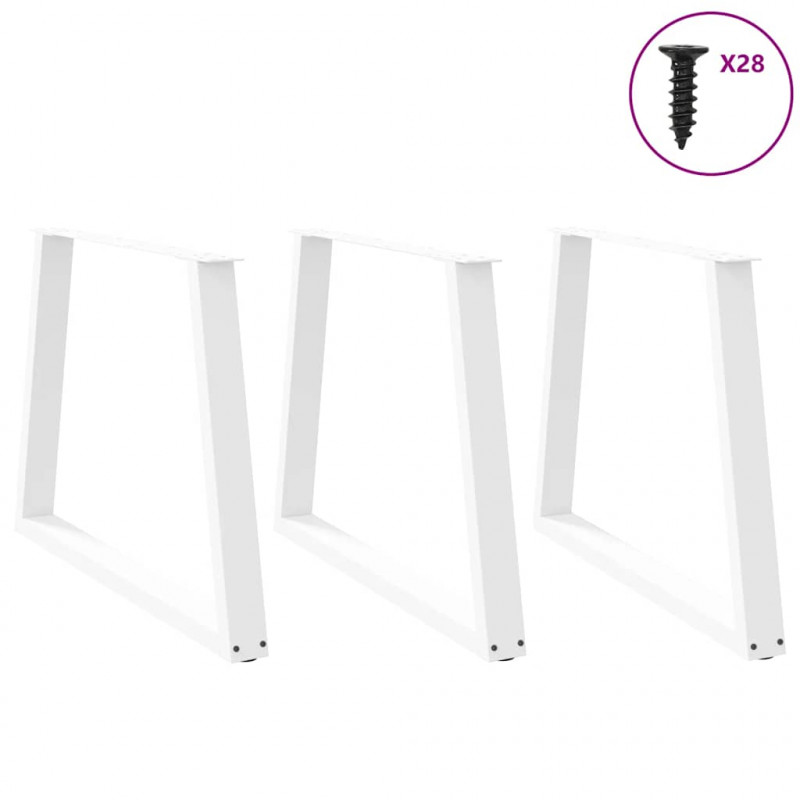 Nogi do stołu jadalnego w kształcie litery V 3 szt. Białe 100x(72-73,3) cm Stal