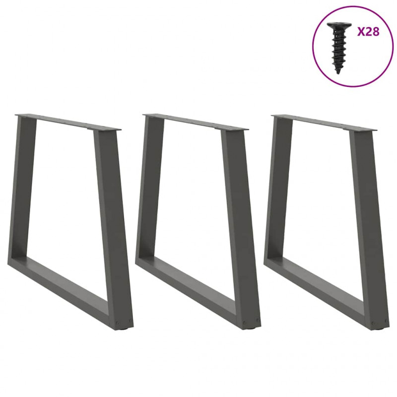 Nogi do stołu jadalnego w kształcie litery V 3 szt. Antracyt 100x(72-73,3) cm Stal