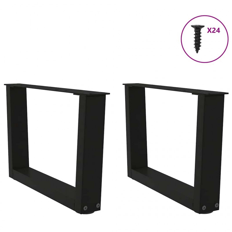 Nogi do stolika kawowego w kształcie litery V 2 szt. Czarne 50x(30-31,3) cm Stal