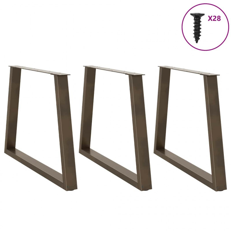 Nogi do stołu jadalnego w kształcie litery V 3 szt. Naturalna stal 100x(72-73,3) cm Stal