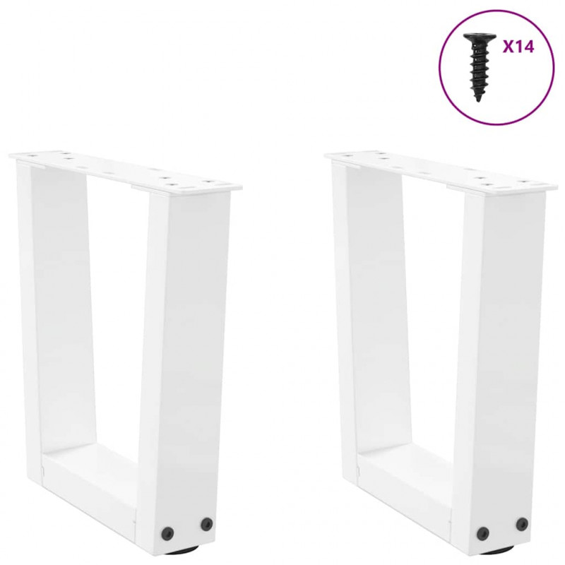Nogi do stolika kawowego w kształcie litery V 2 szt. Białe 30x(30-31,3) cm Stal