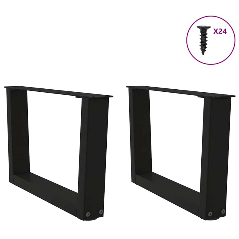 Nogi do stolika kawowego w kształcie litery V 2 szt. Czarne 60x(30-31,3) cm Stal