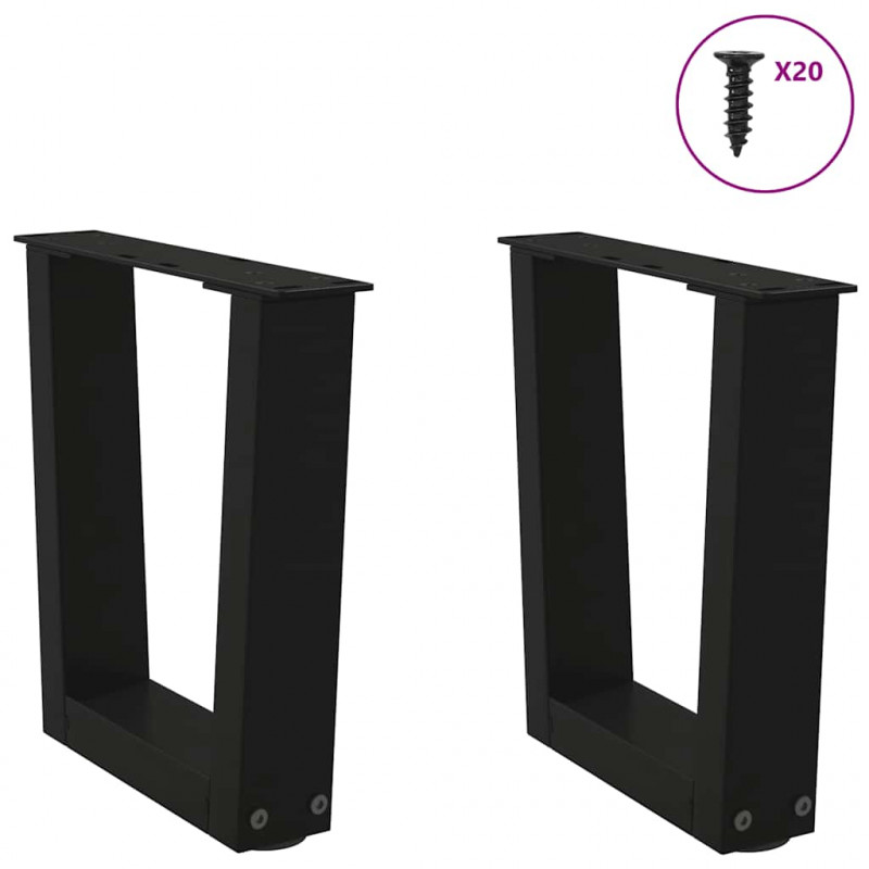 Nogi do stolika kawowego w kształcie litery V 2 szt. Czarne 40x(30-31,3) cm Stal