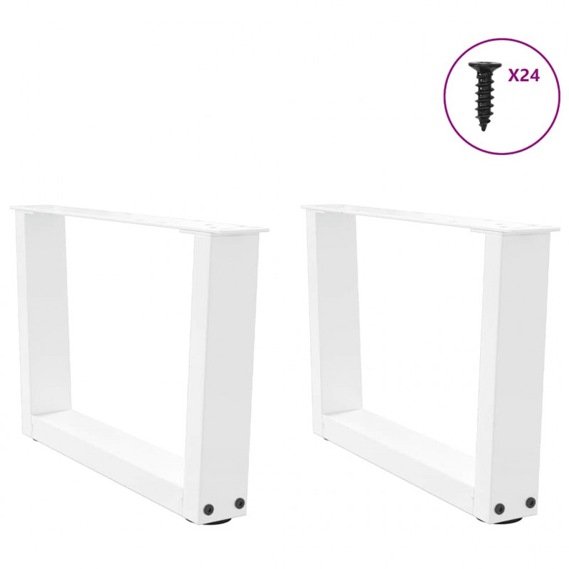Nogi do stolika kawowego w kształcie litery V 2 szt. Białe 60x(30-31,3) cm Stal