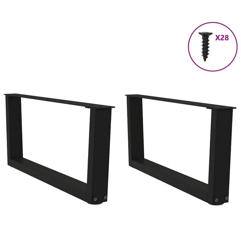 Nogi do stolika kawowego w kształcie litery V 2 szt. Czarne 70x(30-31,3) cm Stalowe