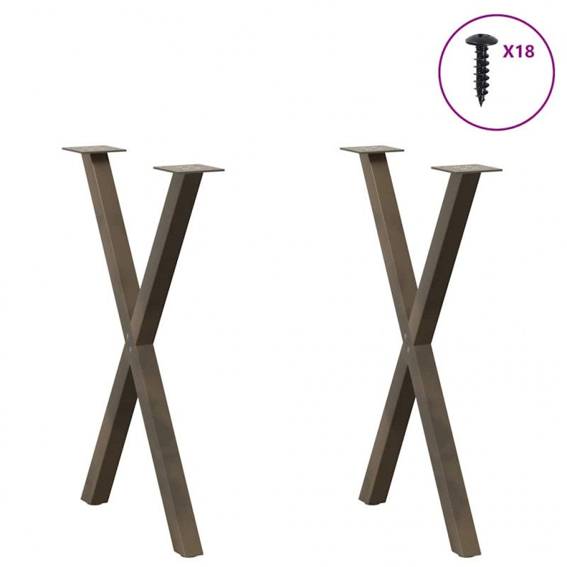 Nogi do stołu jadalnego w kształcie litery X 2 szt. Naturalna stal 57x(72-73) cm Stal