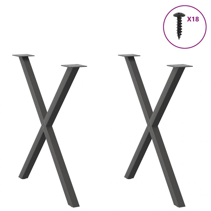 Nogi do stołu jadalnego w kształcie litery X 2 szt. Antracyt 70x(72-73) cm Stal